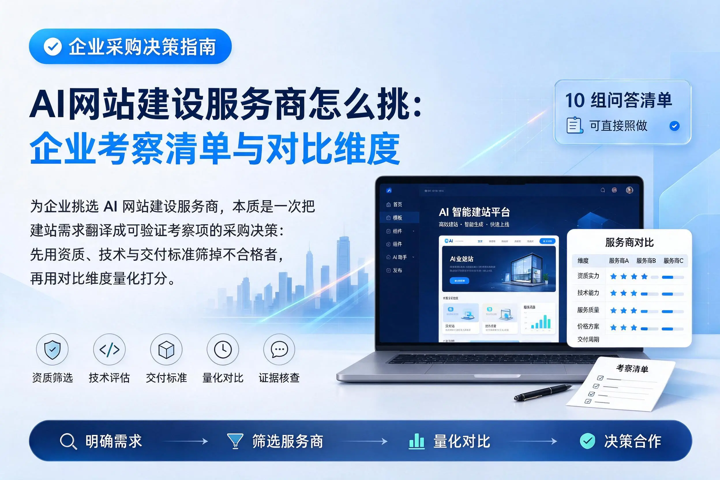 AI网站建设服务商怎么挑：琼海企业考察清单与对比维度