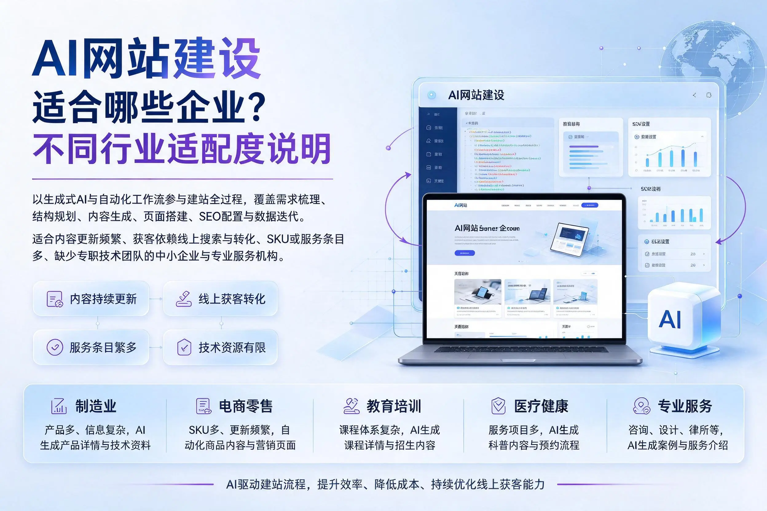 AI网站建设适合哪些企业？琼海不同行业适配度说明